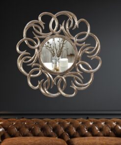 Cocovey Handcrafted Round Aluminium Wall Mirror – Nickel Finish