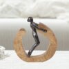 Cocovey Black Nickel Figurine with Wooden Base – A Fusion of Elegance & Nature