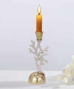 Ethereal Glow – Gold & Silver Aluminium Candle Holder
