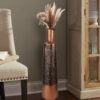 Copper Heritage: Large Floor Flower Vase with Copper Patina – Handcrafted Metal Elegance
