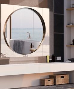 Cocovey Timeless Luxury Indian Made Etched Gold Bathroom Wall Mirror – A Statement of Elegance