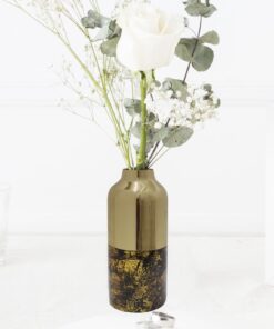 Cocovey Mason Gold Indian Made Metal Cylindrical Table Vase – A Perfect Blend of Rustic & Modern Elegance